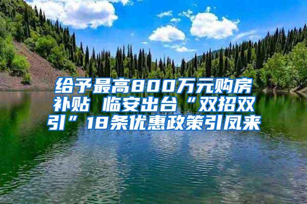 给予最高800万元购房补贴 临安出台“双招双引”18条优惠政策引凤来
