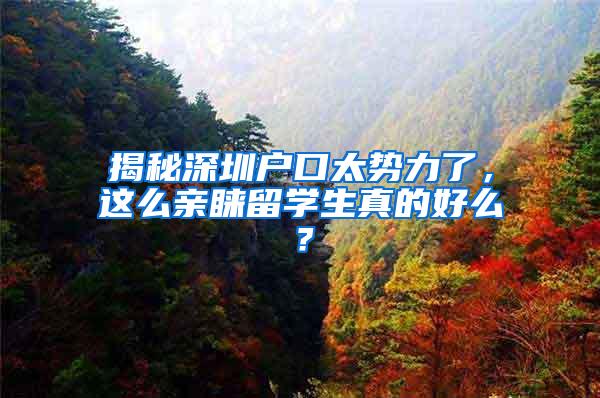 揭秘深圳户口太势力了，这么亲睐留学生真的好么？