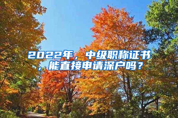 2022年，中级职称证书，能直接申请深户吗？