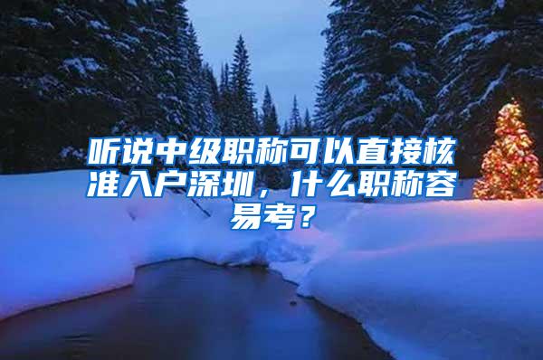 听说中级职称可以直接核准入户深圳，什么职称容易考？