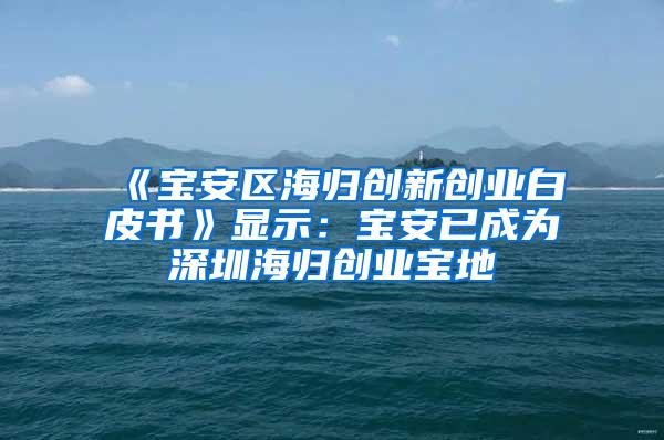 《宝安区海归创新创业白皮书》显示：宝安已成为深圳海归创业宝地