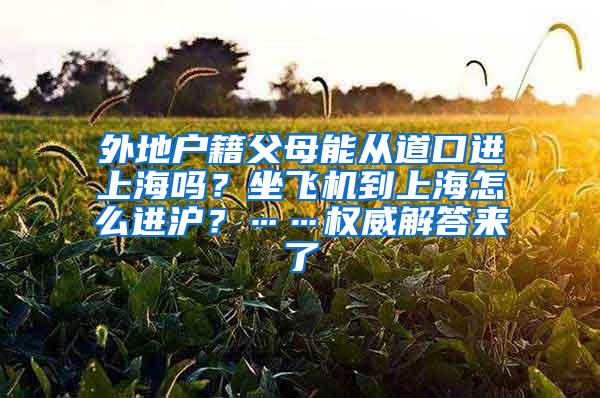 外地户籍父母能从道口进上海吗？坐飞机到上海怎么进沪？……权威解答来了