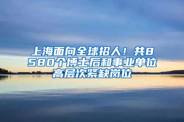 上海面向全球招人！共8580个博士后和事业单位高层次紧缺岗位