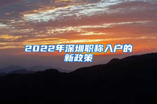 2022年深圳职称入户的新政策