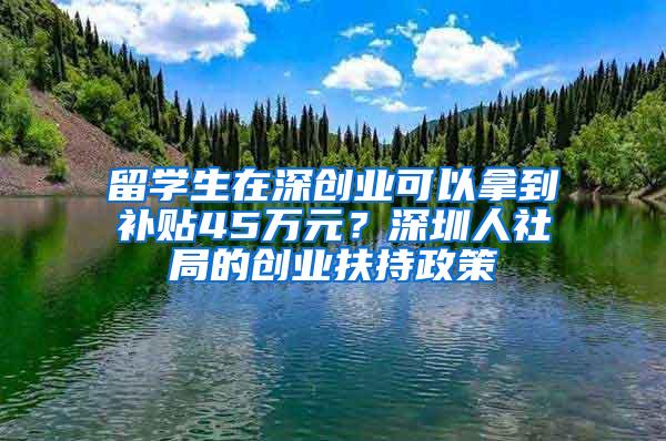 留学生在深创业可以拿到补贴45万元？深圳人社局的创业扶持政策