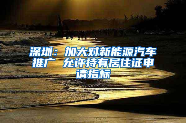 深圳：加大对新能源汽车推广 允许持有居住证申请指标