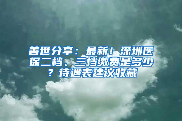 善世分享：最新！深圳医保二档、三档缴费是多少？待遇表建议收藏