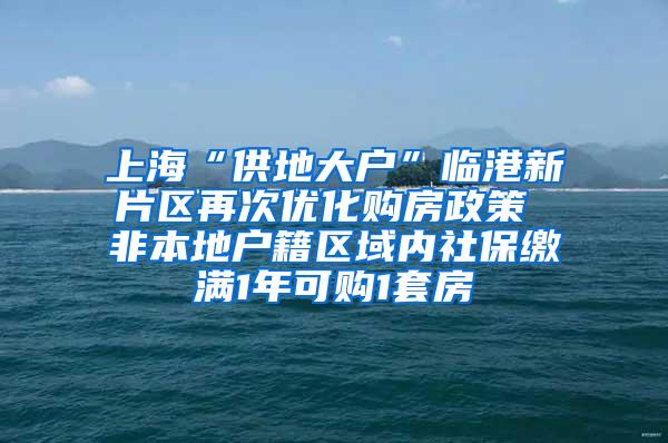 上海“供地大户”临港新片区再次优化购房政策 非本地户籍区域内社保缴满1年可购1套房