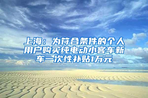 上海：为符合条件的个人用户购买纯电动小客车新车一次性补贴1万元