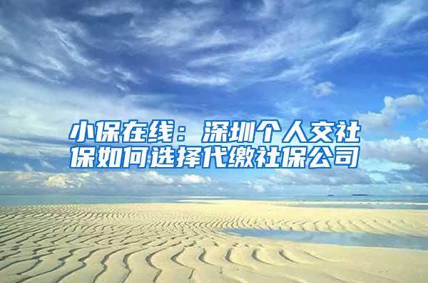 小保在线：深圳个人交社保如何选择代缴社保公司