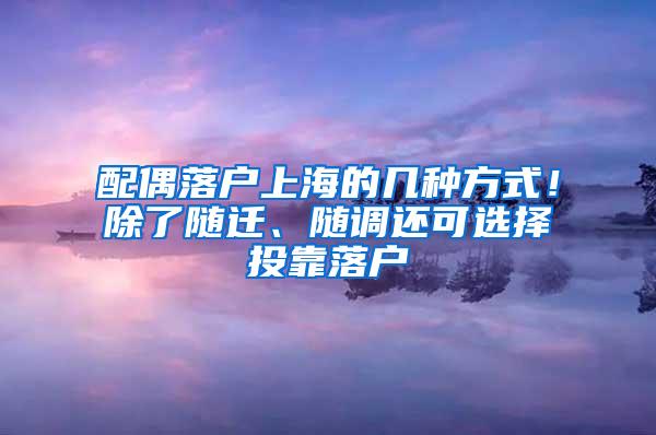 配偶落户上海的几种方式！除了随迁、随调还可选择投靠落户