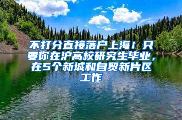 不打分直接落户上海！只要你在沪高校研究生毕业，在5个新城和自贸新片区工作