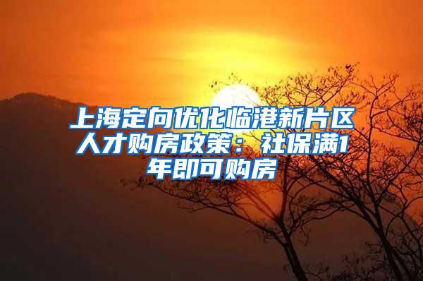 上海定向优化临港新片区人才购房政策：社保满1年即可购房