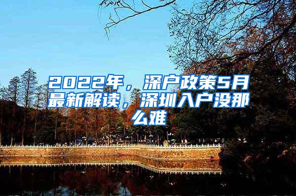 2022年，深户政策5月最新解读，深圳入户没那么难