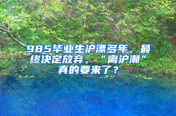 985毕业生沪漂多年，最终决定放弃，“离沪潮”真的要来了？