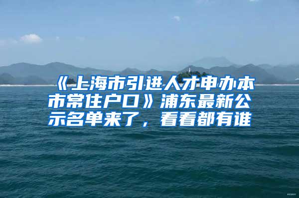 《上海市引进人才申办本市常住户口》浦东最新公示名单来了，看看都有谁