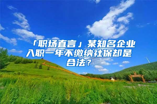 「职场直言」某知名企业入职一年不缴纳社保却是合法？