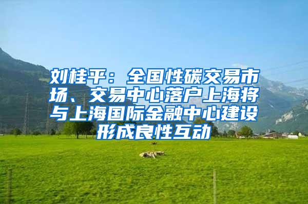 刘桂平：全国性碳交易市场、交易中心落户上海将与上海国际金融中心建设形成良性互动