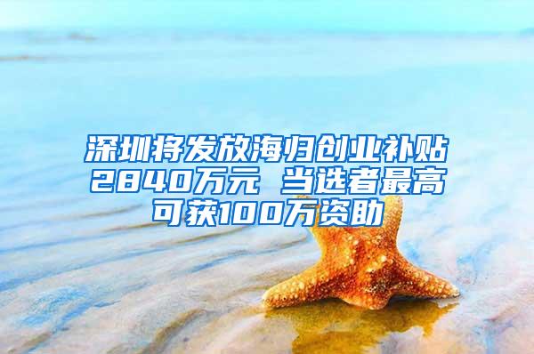 深圳将发放海归创业补贴2840万元 当选者最高可获100万资助