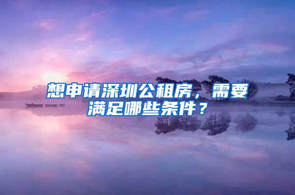 想申请深圳公租房，需要满足哪些条件？