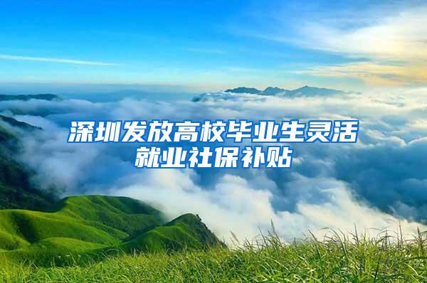 深圳发放高校毕业生灵活就业社保补贴