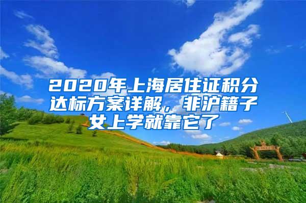 2020年上海居住证积分达标方案详解，非沪籍子女上学就靠它了