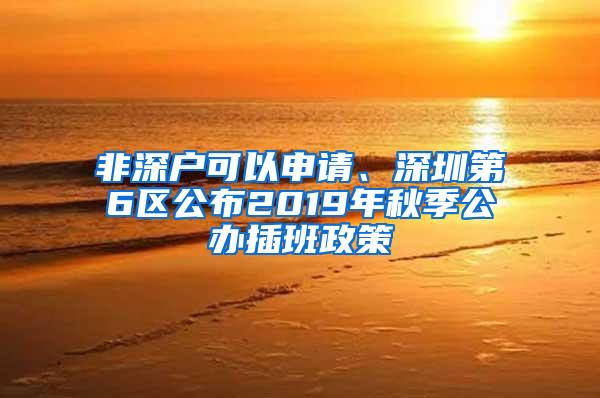 非深户可以申请、深圳第6区公布2019年秋季公办插班政策