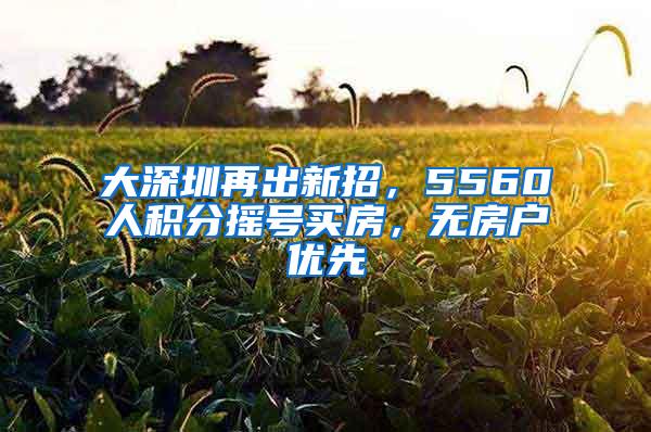 大深圳再出新招，5560人积分摇号买房，无房户优先