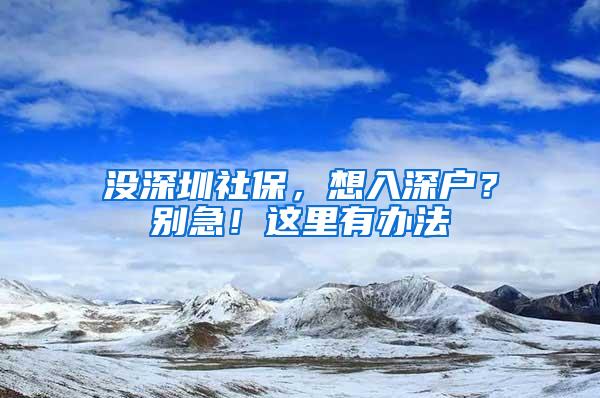 没深圳社保，想入深户？别急！这里有办法