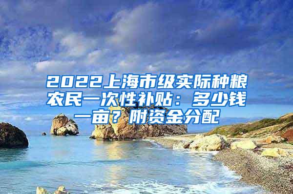 2022上海市级实际种粮农民一次性补贴：多少钱一亩？附资金分配