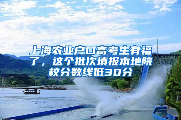 上海农业户口高考生有福了，这个批次填报本地院校分数线低30分