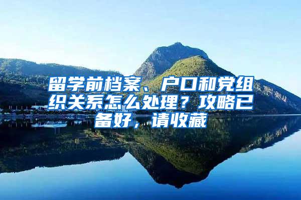 留学前档案、户口和党组织关系怎么处理？攻略已备好，请收藏