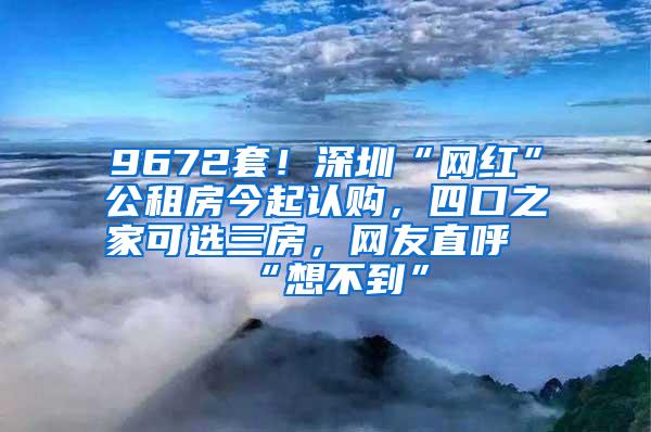 9672套！深圳“网红”公租房今起认购，四口之家可选三房，网友直呼“想不到”