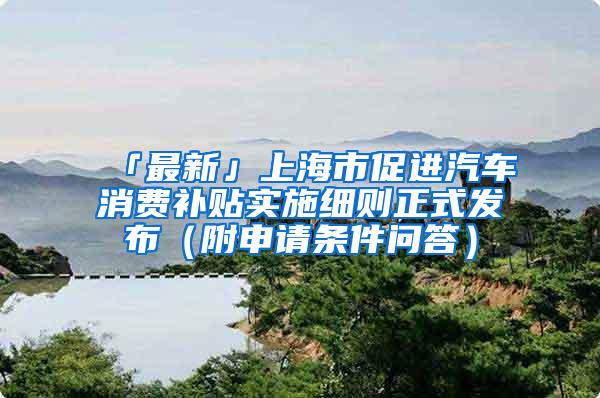 「最新」上海市促进汽车消费补贴实施细则正式发布（附申请条件问答）