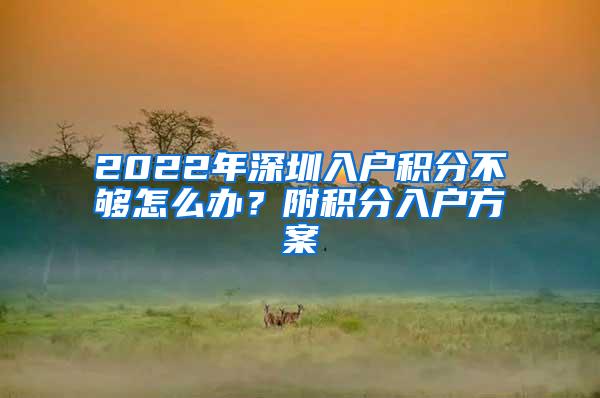 2022年深圳入户积分不够怎么办？附积分入户方案