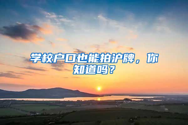 学校户口也能拍沪牌，你知道吗？