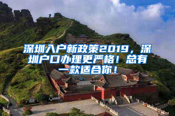 深圳入户新政策2019，深圳户口办理更严格！总有一款适合你！