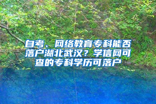 自考、网络教育专科能否落户湖北武汉？学信网可查的专科学历可落户