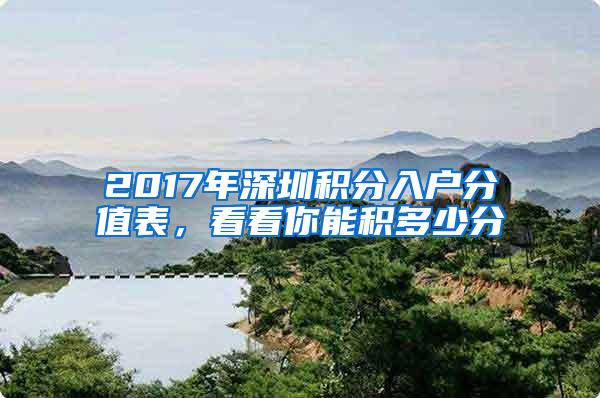 2017年深圳积分入户分值表，看看你能积多少分