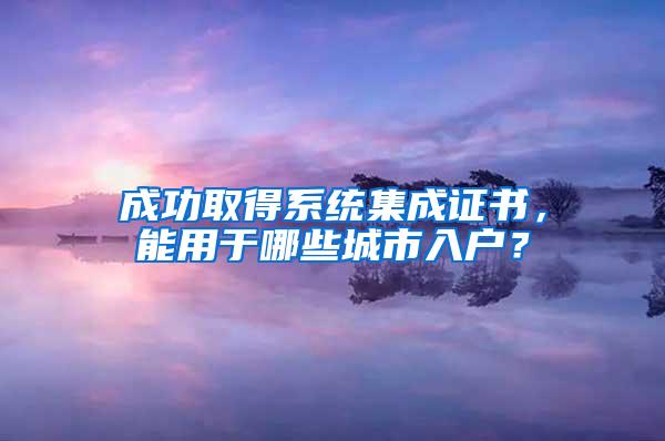 成功取得系统集成证书，能用于哪些城市入户？