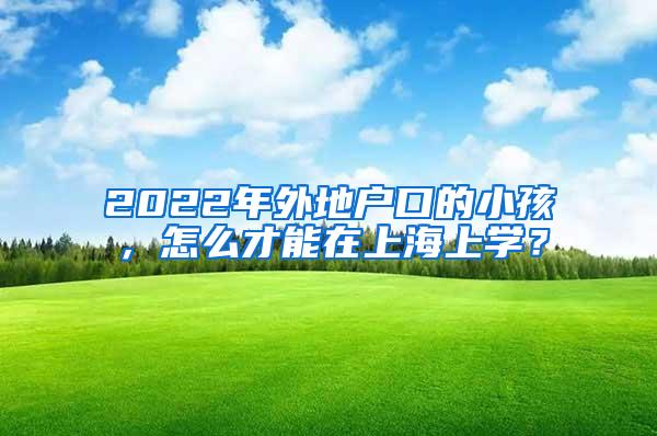 2022年外地户口的小孩，怎么才能在上海上学？