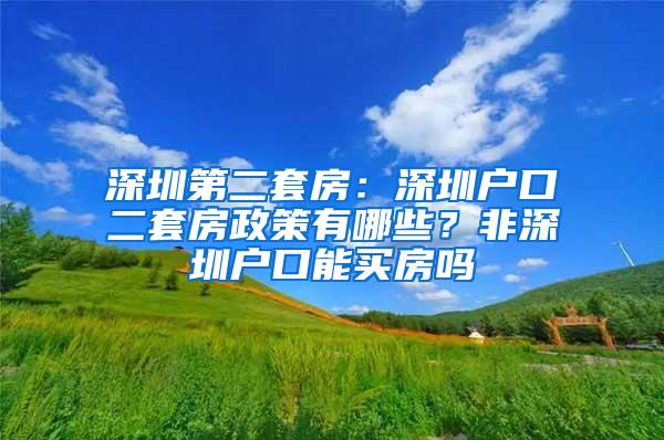 深圳第二套房：深圳户口二套房政策有哪些？非深圳户口能买房吗