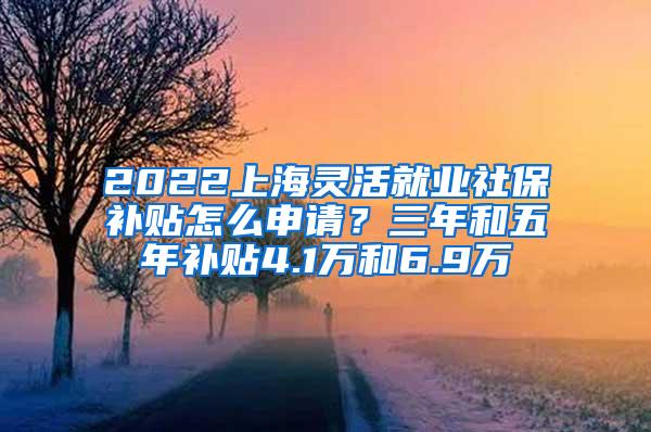 2022上海灵活就业社保补贴怎么申请？三年和五年补贴4.1万和6.9万