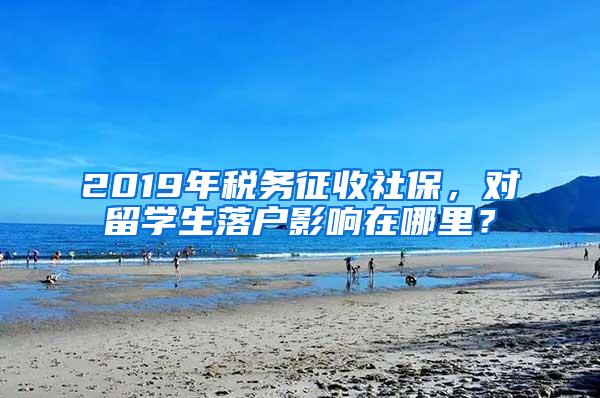 2019年税务征收社保，对留学生落户影响在哪里？