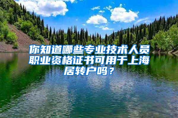 你知道哪些专业技术人员职业资格证书可用于上海居转户吗？