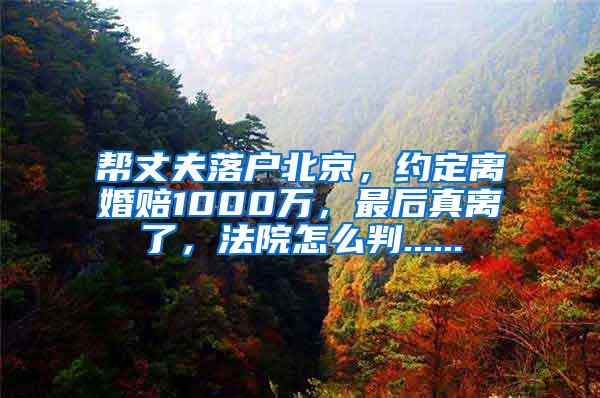 帮丈夫落户北京，约定离婚赔1000万，最后真离了，法院怎么判......