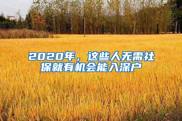 2020年，这些人无需社保就有机会能入深户