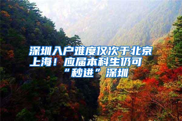 深圳入户难度仅次于北京上海！应届本科生仍可“秒进”深圳