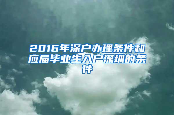 2016年深户办理条件和应届毕业生入户深圳的条件