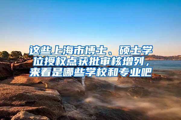 这些上海市博士、硕士学位授权点获批审核增列，来看是哪些学校和专业吧